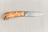 Охотничий нож из дамасской стали «Мурена», рукоять береста, карельская берёза.Подарок мужчине., фото 3