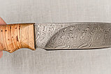 Охотничий нож из дамасской стали «Мурена», рукоять береста, карельская берёза.Подарок мужчине., фото 4