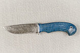 Охотничий нож Нерка, сталь дамаск, рукоять стабилизированная карельская береза синяя. Подарок мужчине., фото 3