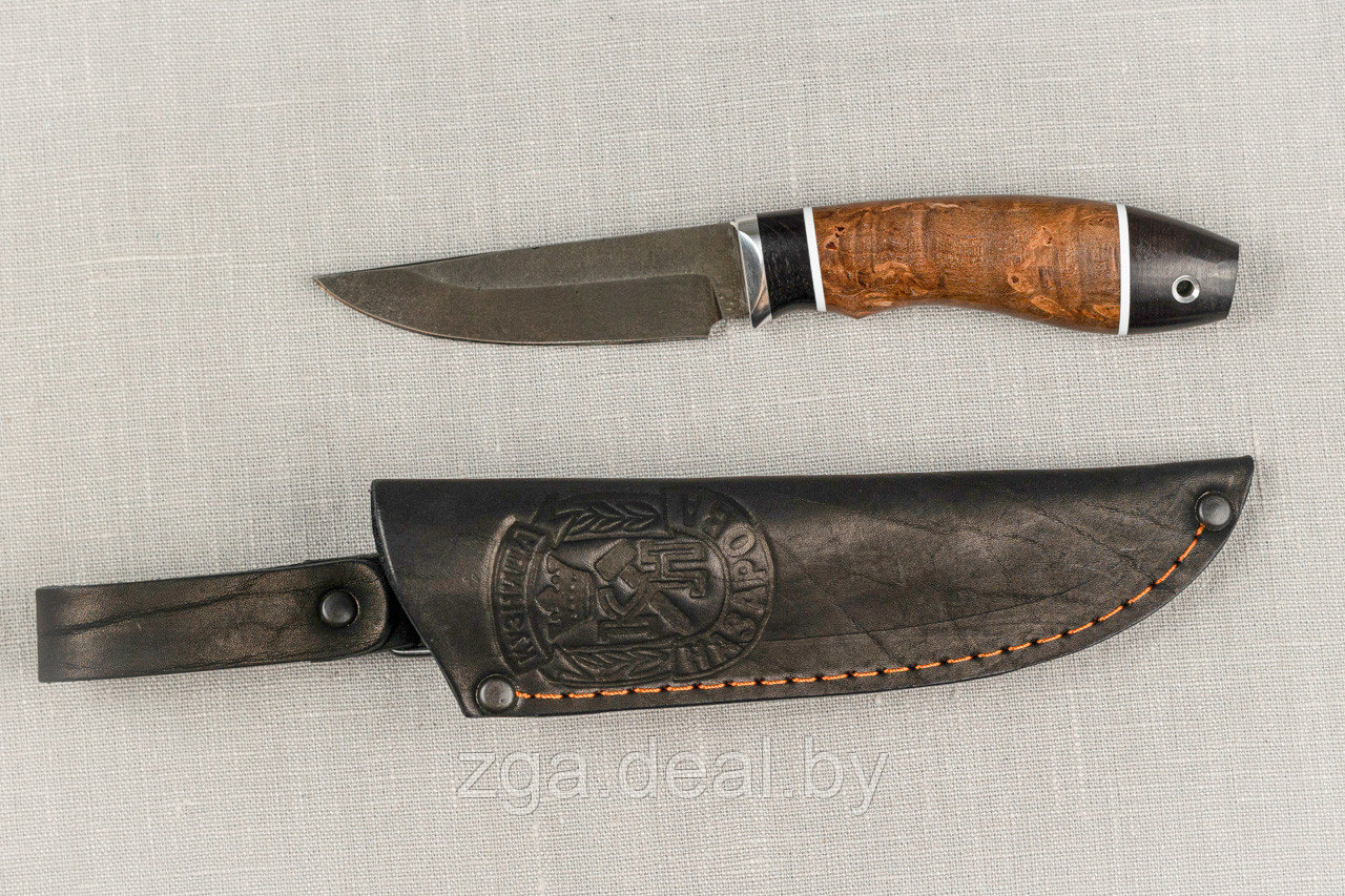 Охотничий нож Лань, сталь клинка Х12МФ,рукоять черный граб стабилизированная карельская береза. - фото 3 - id-p199238416