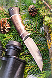 Охотничий нож Ежик ,сталь Х12МФ, рукоять черный граб стабилизированная карельская береза (коричневая), фото 2