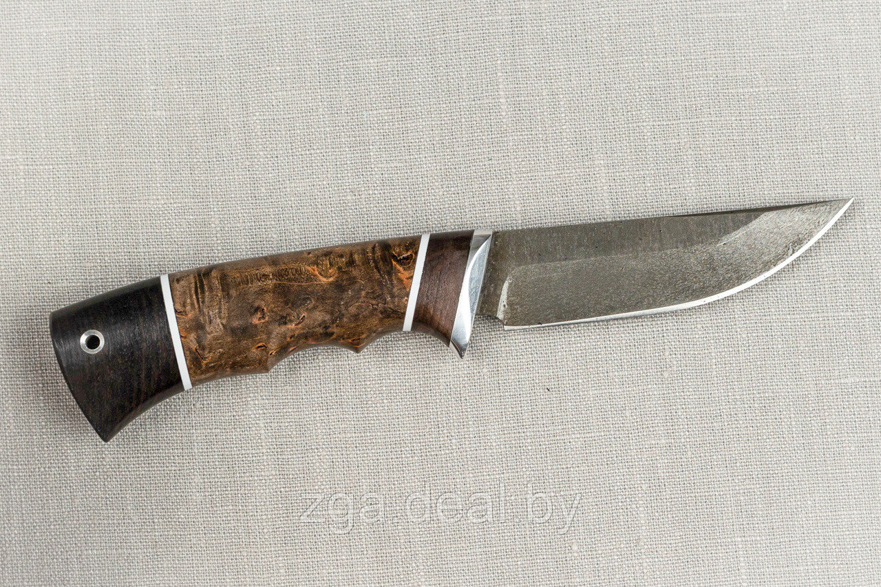 Охотничий нож Ежик ,сталь Х12МФ, рукоять черный граб стабилизированная карельская береза (коричневая) - фото 6 - id-p199236655