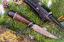 Охотничий нож "Ласка" , сталь  Х12МФ, черный граб стабилизированная карельская береза (коричневая).