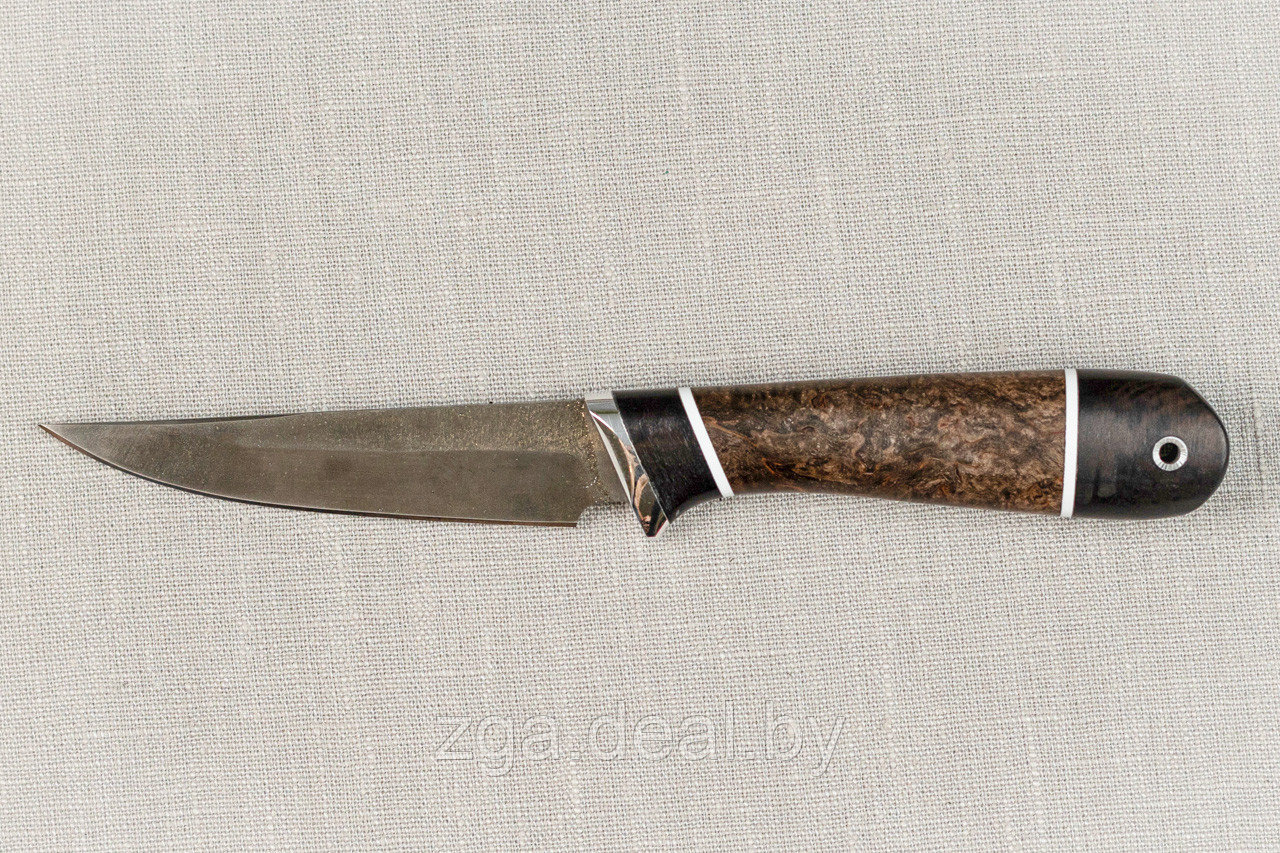 Охотничий нож "Ласка" , сталь Х12МФ, черный граб стабилизированная карельская береза (коричневая). - фото 3 - id-p199233730