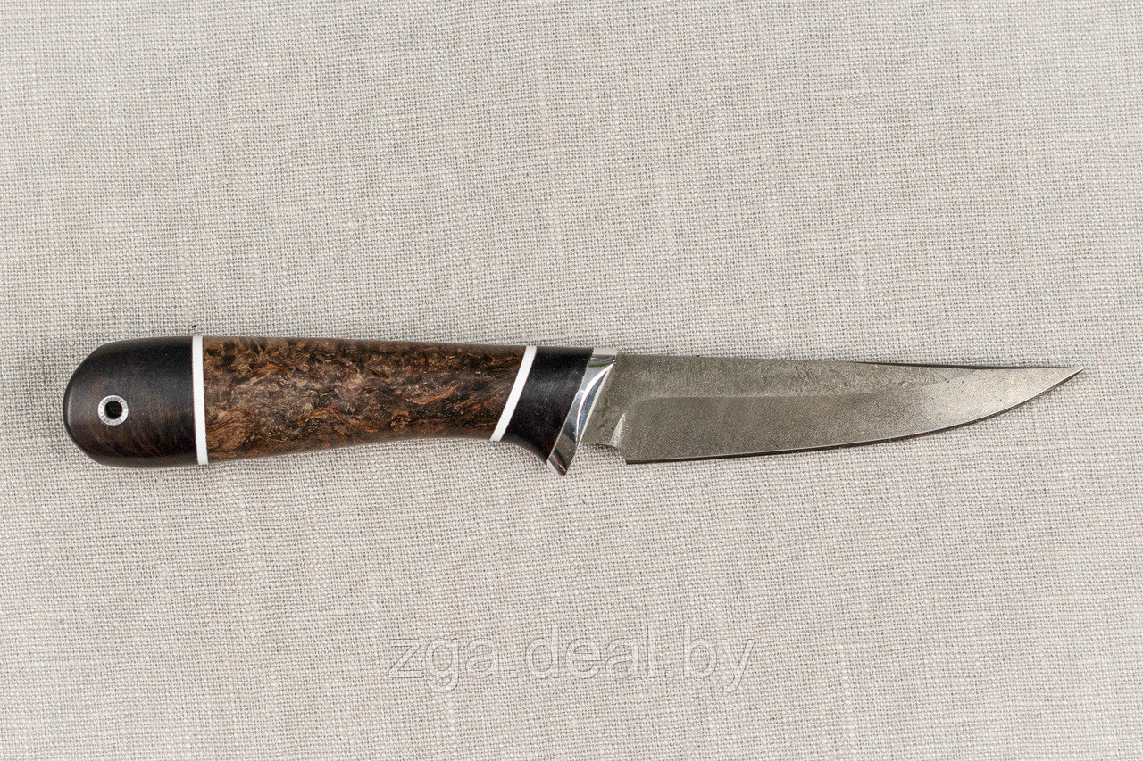 Охотничий нож "Ласка" , сталь Х12МФ, черный граб стабилизированная карельская береза (коричневая). - фото 4 - id-p199233730