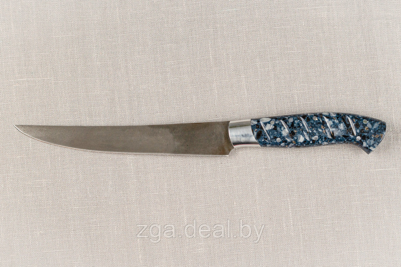 Разделочный нож "Филейка", цельнометаллический, сталь Х12МФ, рукоять акрил синий с дюраль. - фото 4 - id-p199218790