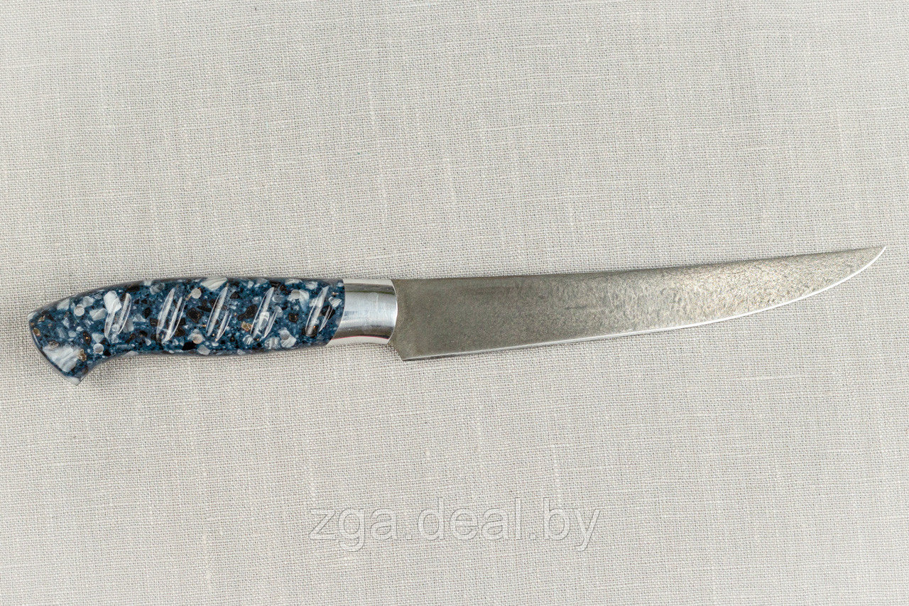 Разделочный нож "Филейка", цельнометаллический, сталь Х12МФ, рукоять акрил синий с дюраль. - фото 5 - id-p199218790