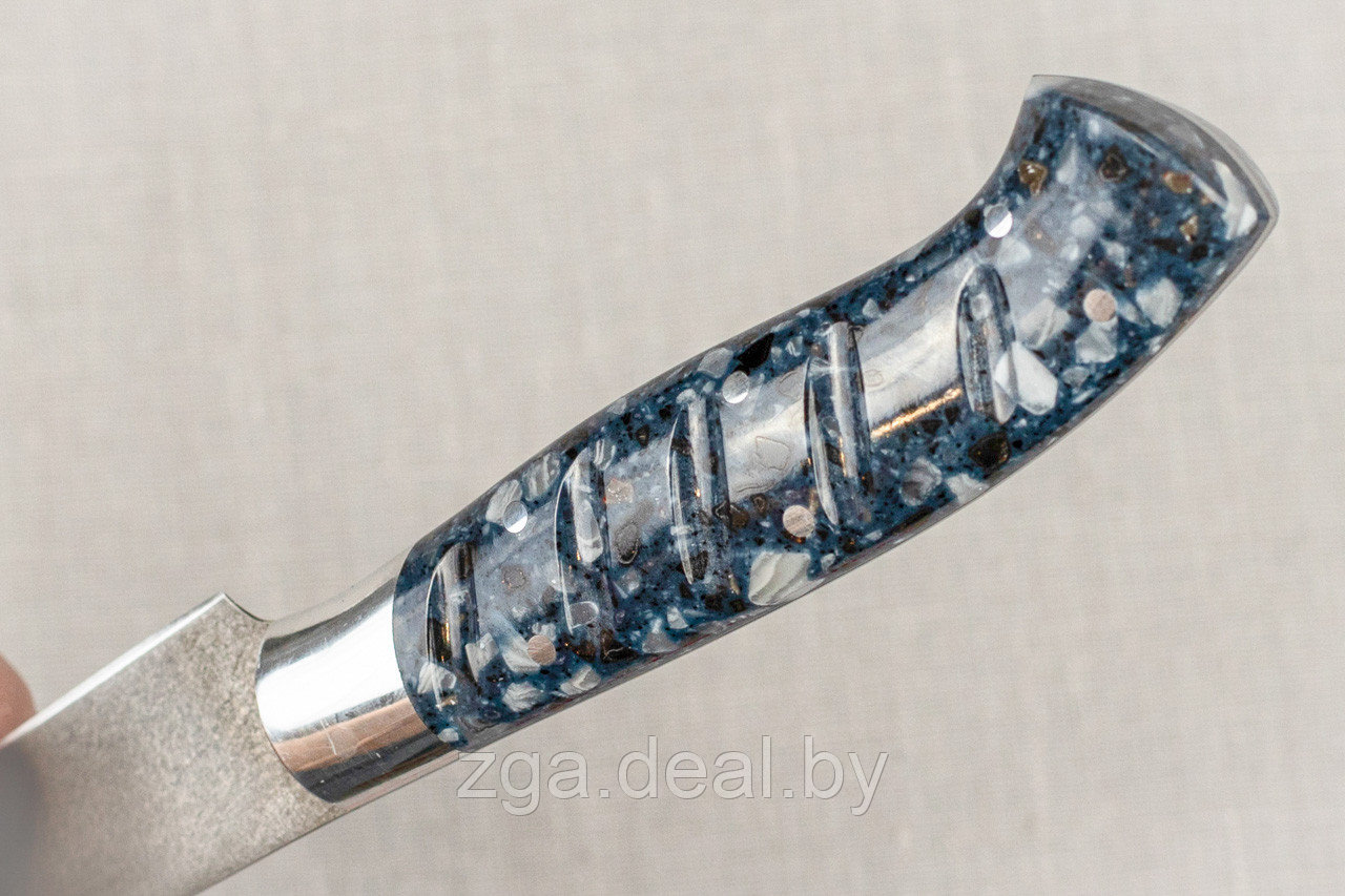 Разделочный нож "Филейка", цельнометаллический, сталь Х12МФ, рукоять акрил синий с дюраль. - фото 6 - id-p199218790