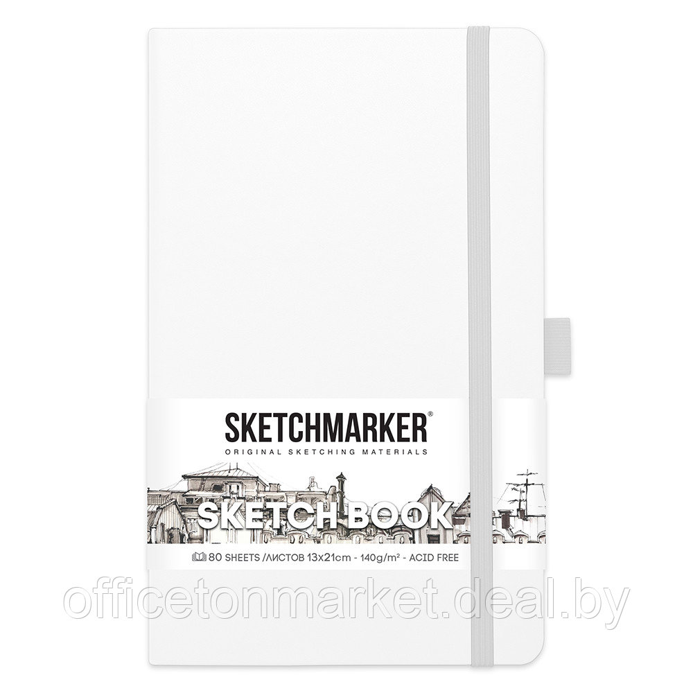 Скетчбук "Sketchmarker", 13x21 см, 140 г/м2, 80 листов, белый - фото 1 - id-p209504541