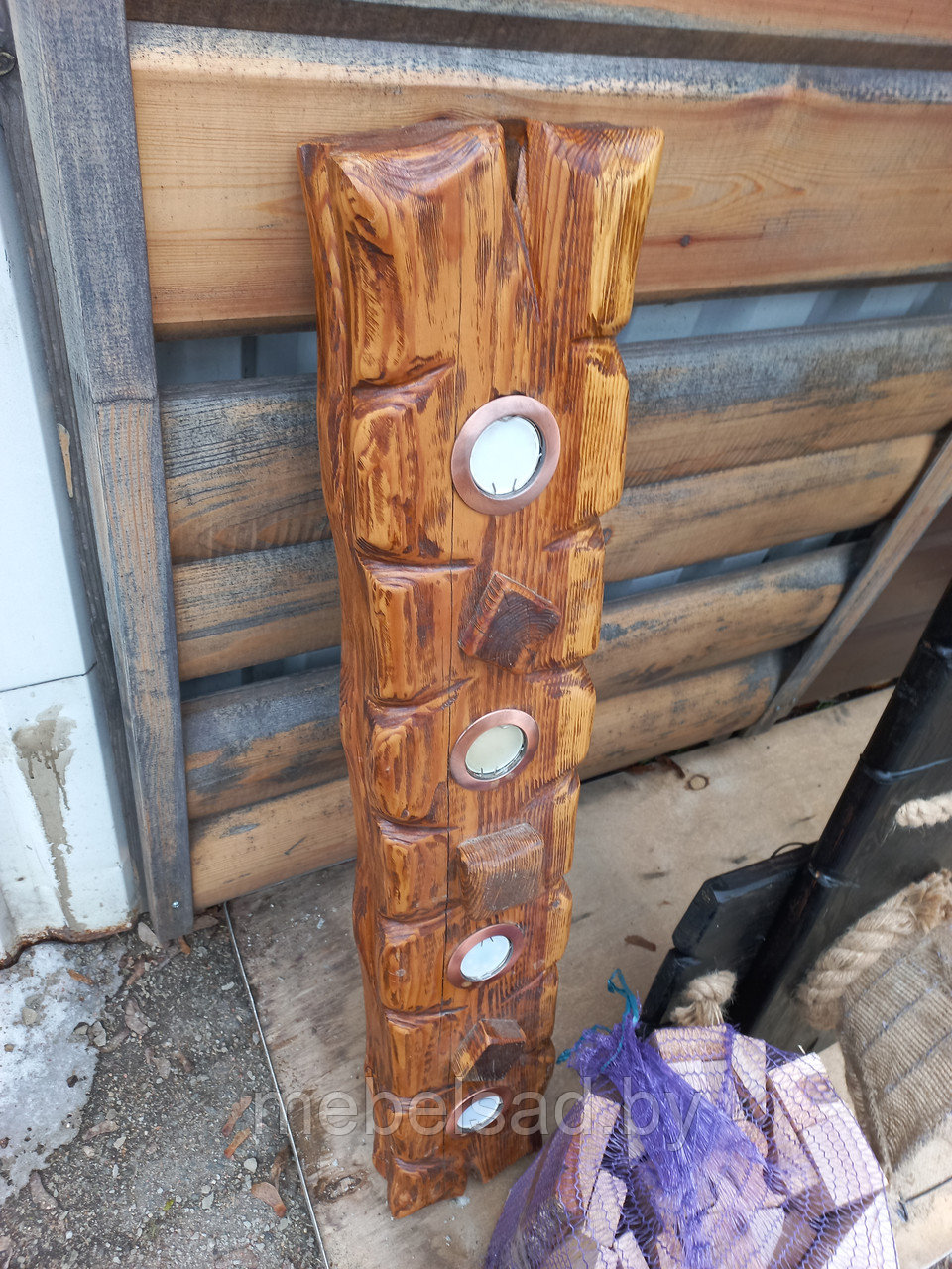 Люстра деревянная рустикальная "Старый Замок №8" на 4 лампы