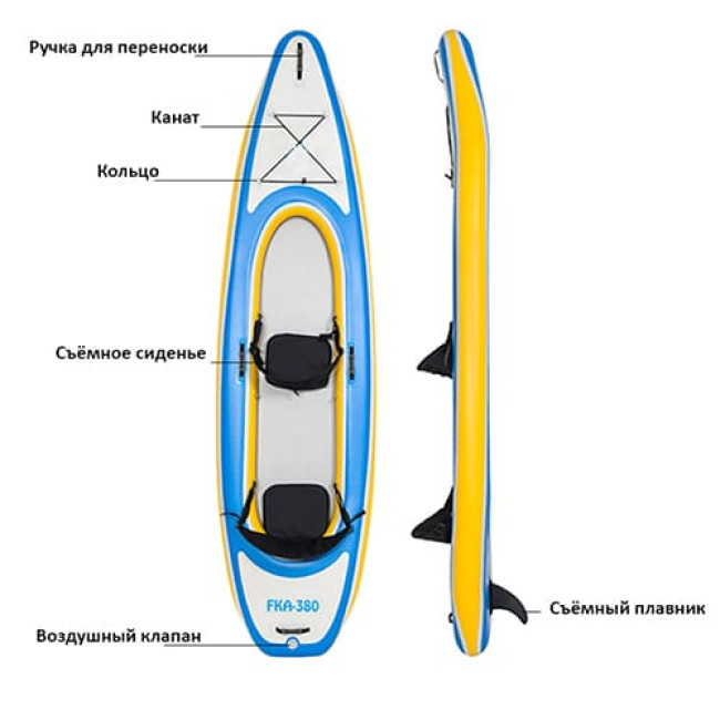 Байдарка GUETIO GT380KAY Inflatable Double Seat Adventuring Kayak - фото 3 - id-p207585969