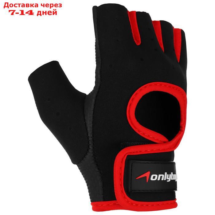 Перчатки для фитнеса ONLITOP, размер M, неопрен, цвет чёрный/красный - фото 6 - id-p209290676