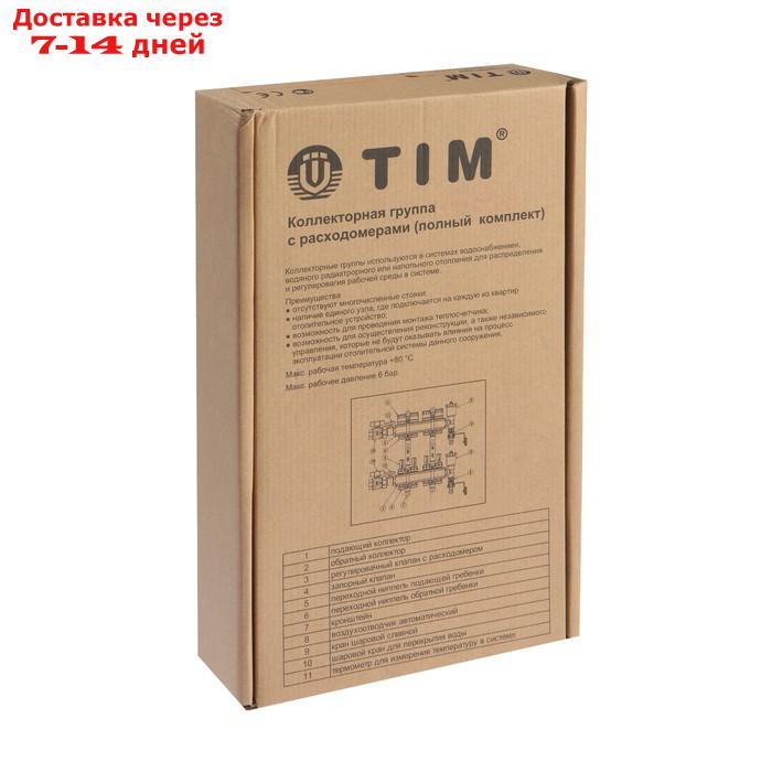 Коллекторная группа TIM KAS5003, 1", 3 выхода, с расходомерами, нержавеющая сталь - фото 2 - id-p209299244