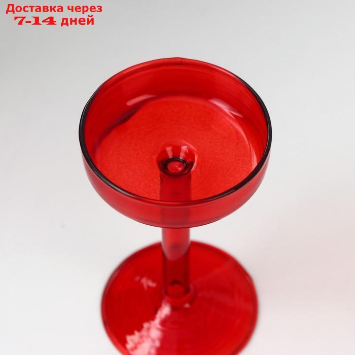 Подсвечник стекло на 1 свечу "Высокая ножка" красный d до 6 см 10,5х6х6 см - фото 2 - id-p209300248