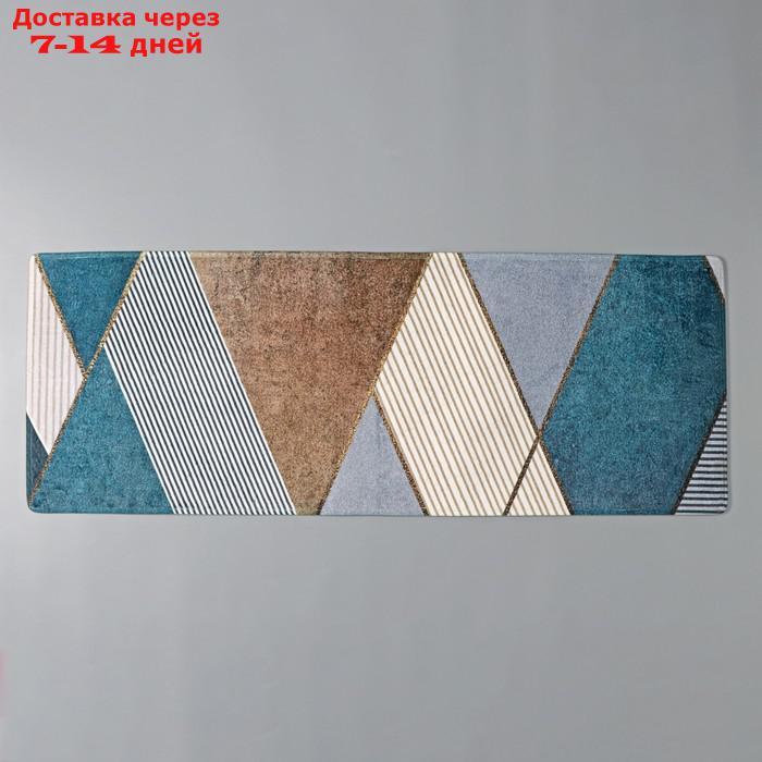 Коврик Доляна "Мелаж", 45×120 см, цвет сине-бежевый - фото 3 - id-p209290789