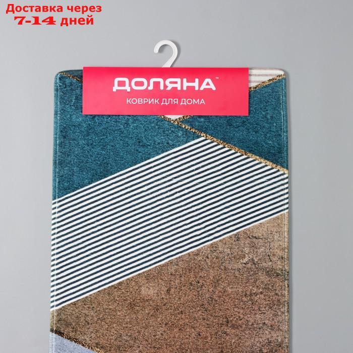 Коврик Доляна "Мелаж", 45×120 см, цвет сине-бежевый - фото 7 - id-p209290789