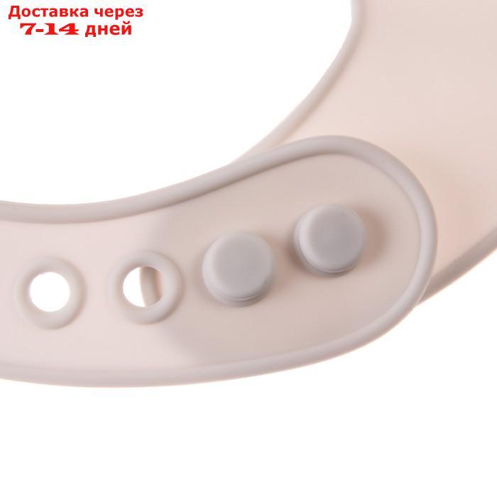 Нагрудник силиконовый, на кнопках, с карманом "Кит", цвет серый/белый - фото 9 - id-p209288971