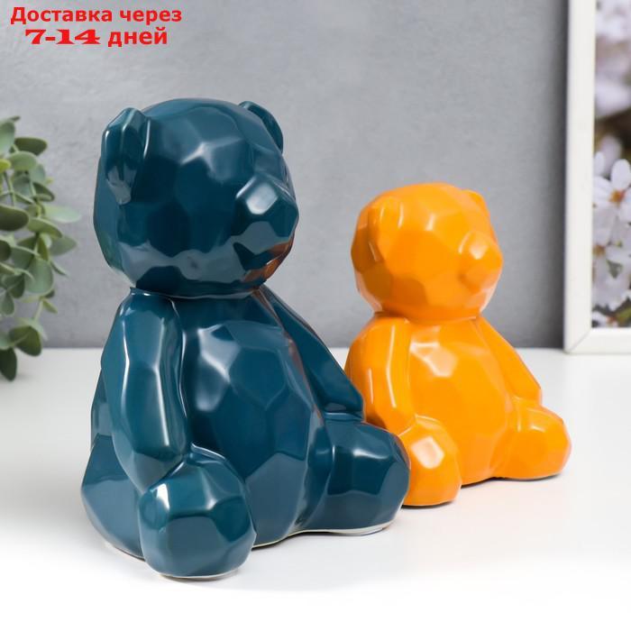 Сувенир керамика 3D "Медвежата" матовый синий и оранжевый н-р 2 шт 11,5х9,5х14 18,5х12х14,5 см 750 - фото 2 - id-p209306236