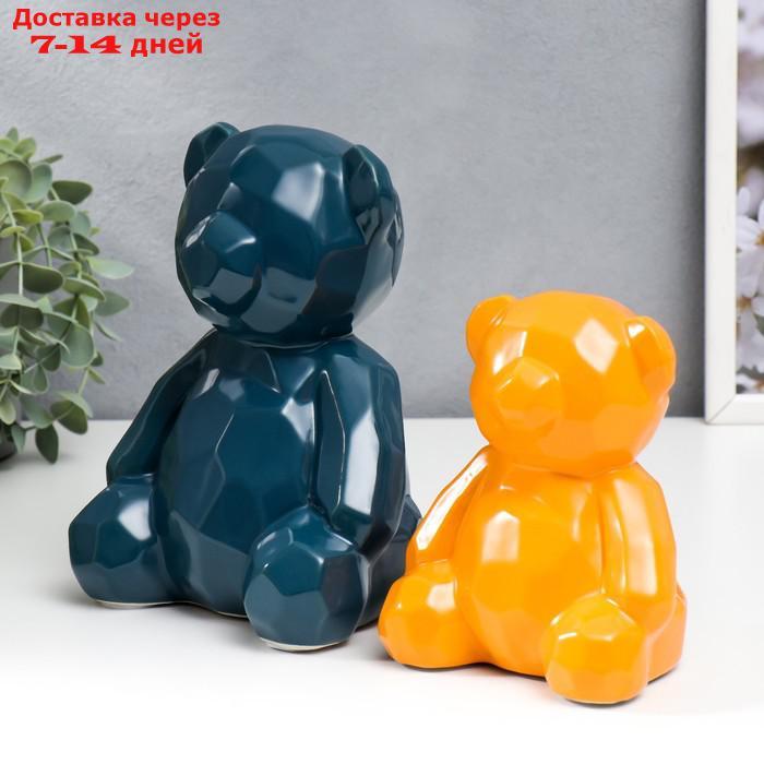 Сувенир керамика 3D "Медвежата" матовый синий и оранжевый н-р 2 шт 11,5х9,5х14 18,5х12х14,5 см 750 - фото 4 - id-p209306236