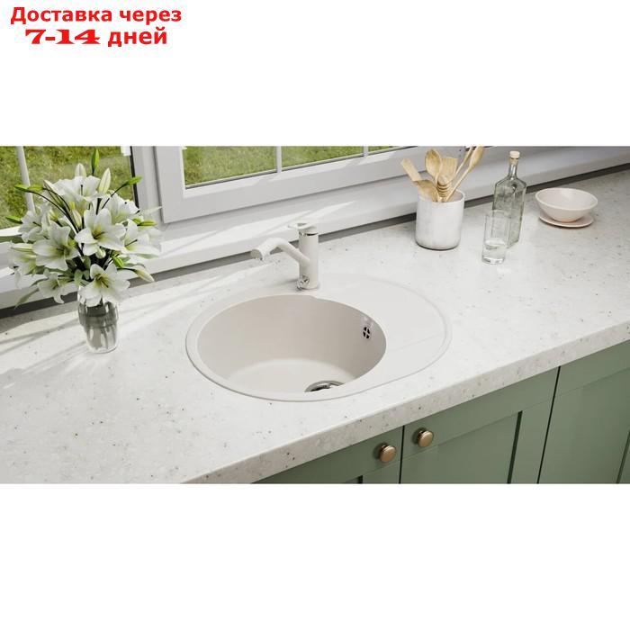 Мойка кухонная из камня Ulgran Quartz Nora 585-01, 585х485мм, цвет жасмин - фото 2 - id-p209298311
