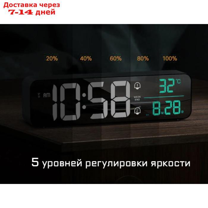 Часы электронные, с будильником, календарём и термометром 3.5х7х26.5 см - фото 3 - id-p209299305