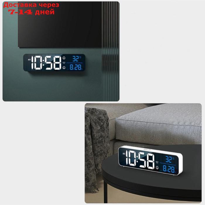Часы электронные, зеркальные, с будильником, календарём и термометром 3.5х7х26.5 см - фото 4 - id-p209299307