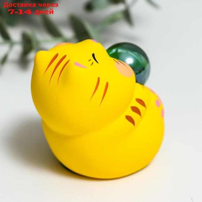 Сувенир керамика "Манэки-нэко со стеклянным шаром" микс 7,5х5х7,6 см - фото 5 - id-p209305272