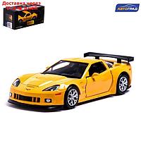 Машина металлическая CHEVROLET CORVETTE C6-R, 1:32, открываются двери, инерция, цвет жёлтый