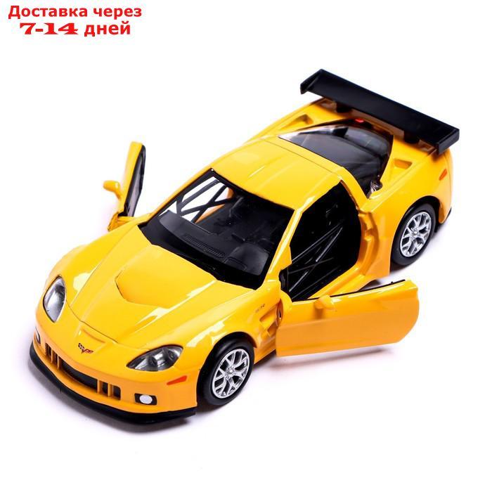 Машина металлическая CHEVROLET CORVETTE C6-R, 1:32, открываются двери, инерция, цвет жёлтый - фото 3 - id-p209302319