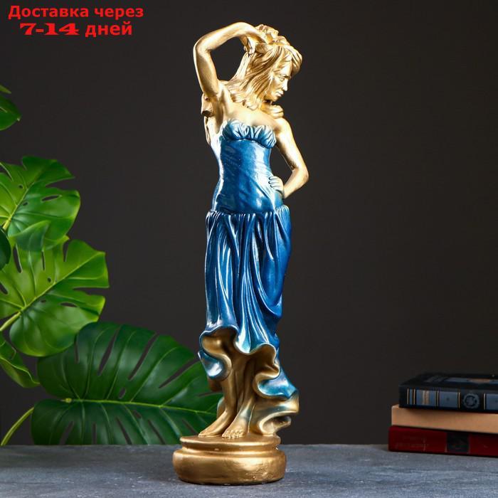 Фигура "Девушка с розой" бронза синее платье 15×20×55 см, - фото 6 - id-p209289079