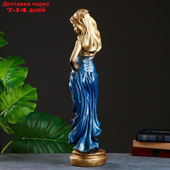 Фигура "Девушка с розой" бронза синее платье 15×20×55 см, - фото 7 - id-p209289079
