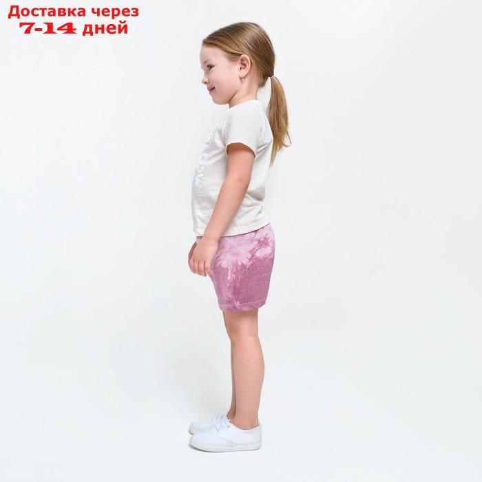 Пижама детская (футболка, шорты) KAFTAN "Dream" р.34 (122-128), бежевый, лиловый тай-дай - фото 3 - id-p209303316