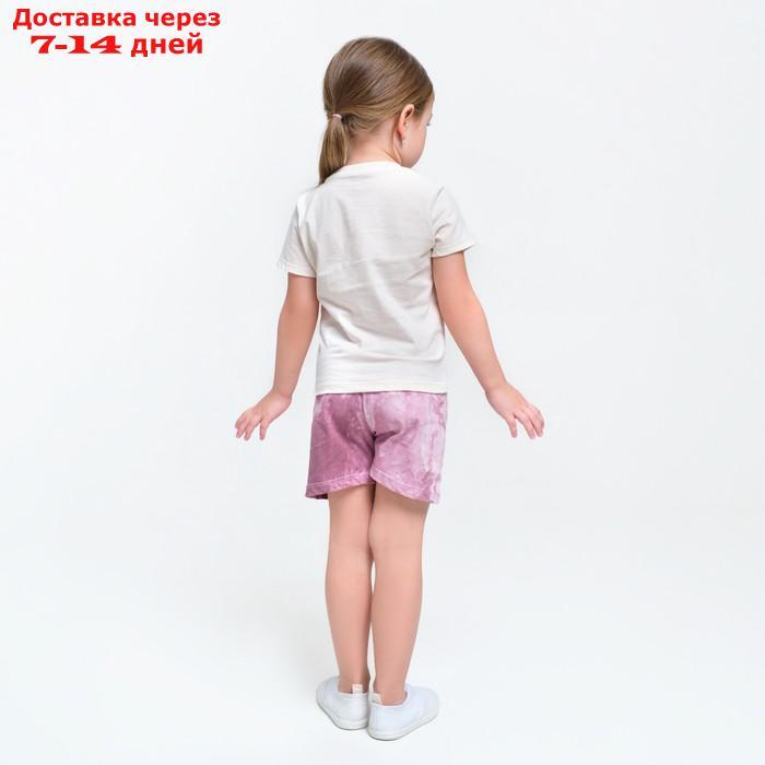 Пижама детская (футболка, шорты) KAFTAN "Dream" р.34 (122-128), бежевый, лиловый тай-дай - фото 4 - id-p209303316