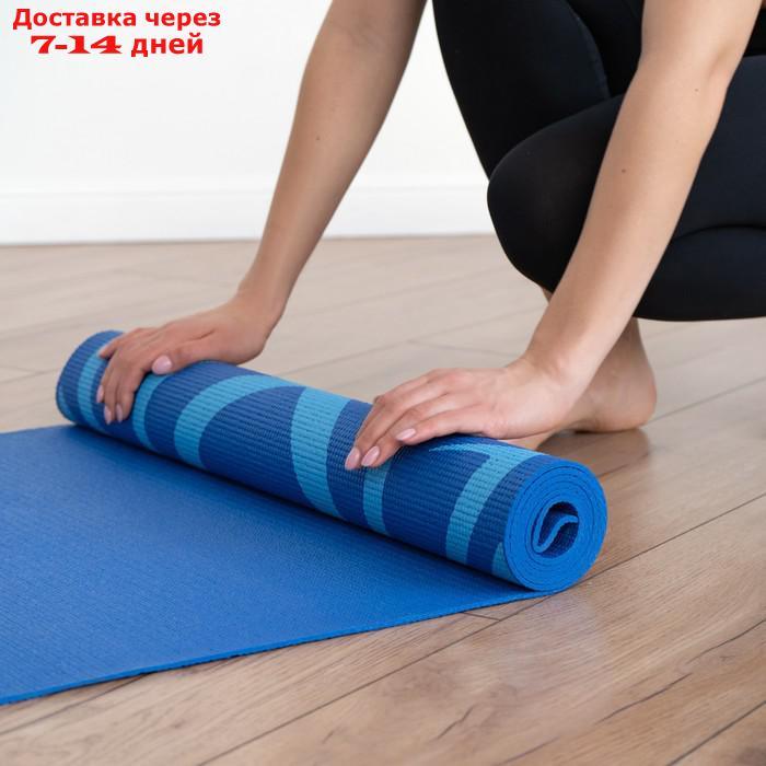 Коврик для йоги "Девушка и лотос" 173 х 61 х 0,4 см, цвет синий - фото 6 - id-p209304305