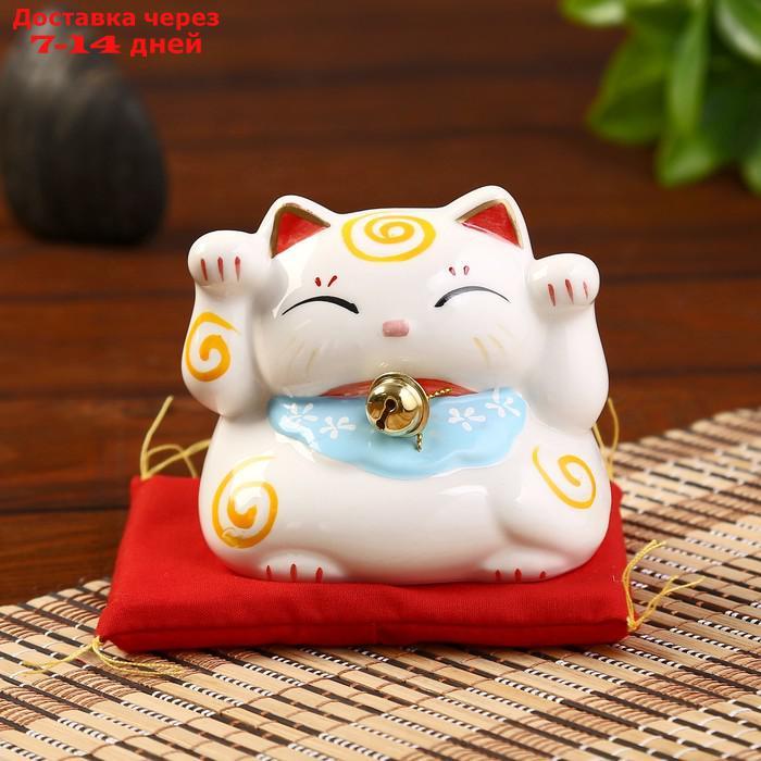 Сувенир кот копилка керамика "Манэки-нэко" h=7,5 см, белый - фото 1 - id-p209304312