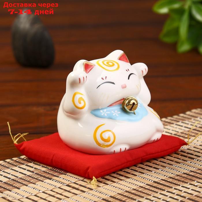Сувенир кот копилка керамика "Манэки-нэко" h=7,5 см, белый - фото 2 - id-p209304312
