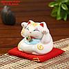 Сувенир кот копилка керамика "Манэки-нэко" h=7,5 см, белый, фото 4