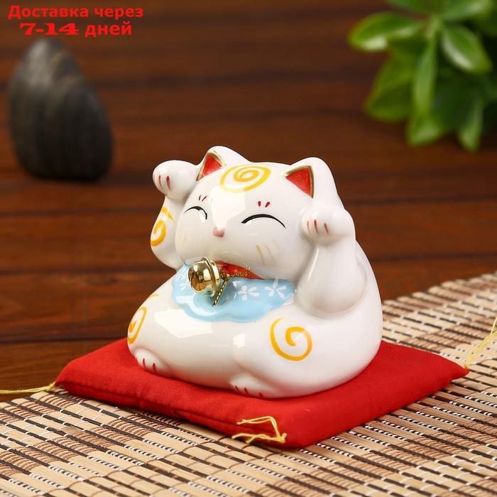 Сувенир кот копилка керамика "Манэки-нэко" h=7,5 см, белый - фото 4 - id-p209304312