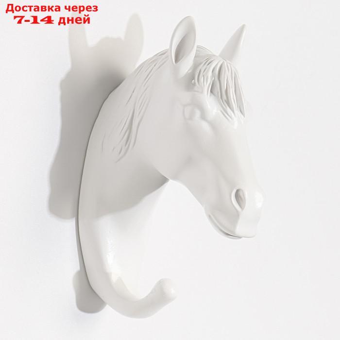 Декор настенный-вешалка "Конь" 12 x 3,8 см, белый - фото 3 - id-p209306405