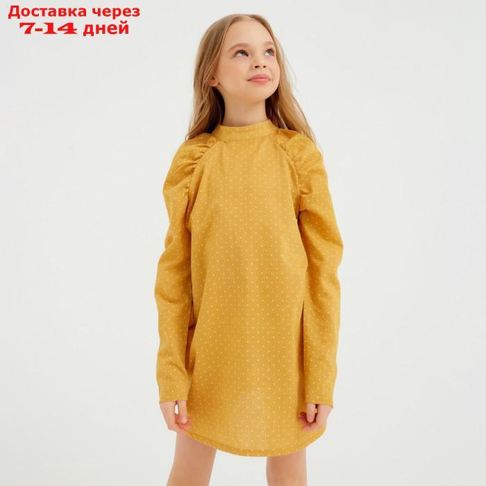 Платье детское MINAKU: Cotton collection цвет горчица, рост 128 - фото 3 - id-p209304437