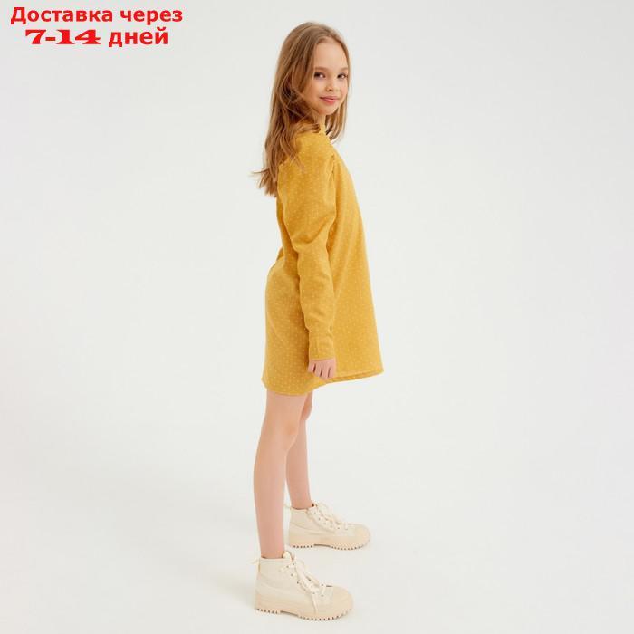 Платье детское MINAKU: Cotton collection цвет горчица, рост 128 - фото 6 - id-p209304437