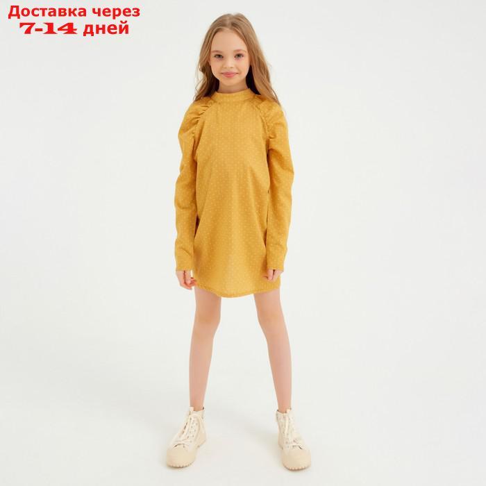 Платье детское MINAKU: Cotton collection цвет горчица, рост 128 - фото 7 - id-p209304437