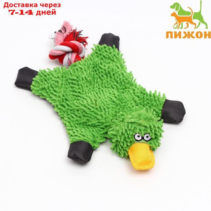 Игрушка текстильная "Косматая утка" , 32 х 19 см, зелёная - фото 1 - id-p209301455