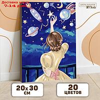 Картина по номерам на холсте с подрамником "Ночное небо" 20х30 см