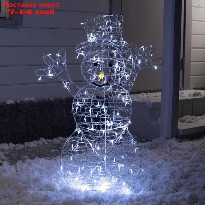 Фигура светодиодная "Радостный снеговик" 90х65 см, 100 LED, 31V, БЕЛЫЙ - фото 1 - id-p209292310