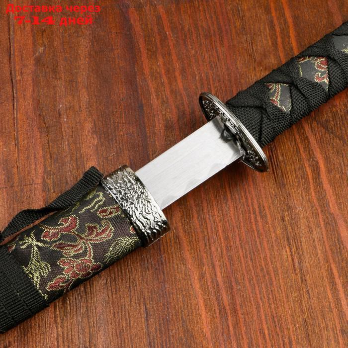 Сувенирное оружие "Катана", с подставкой, чёрные ножны с узорами в виде дракона, 47 см - фото 5 - id-p209303455