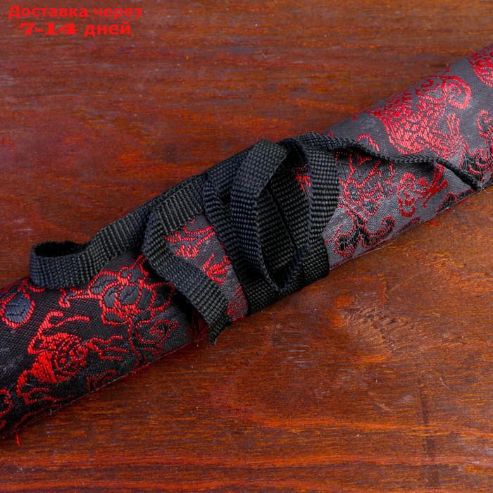Сувенирное оружие "Катана на подставке", чёрные ножны с красным узором, 70см - фото 5 - id-p209304494