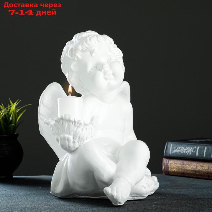 Подсвечник "Ангел сидя в руке"белый, 26х21х30см - фото 1 - id-p209294606