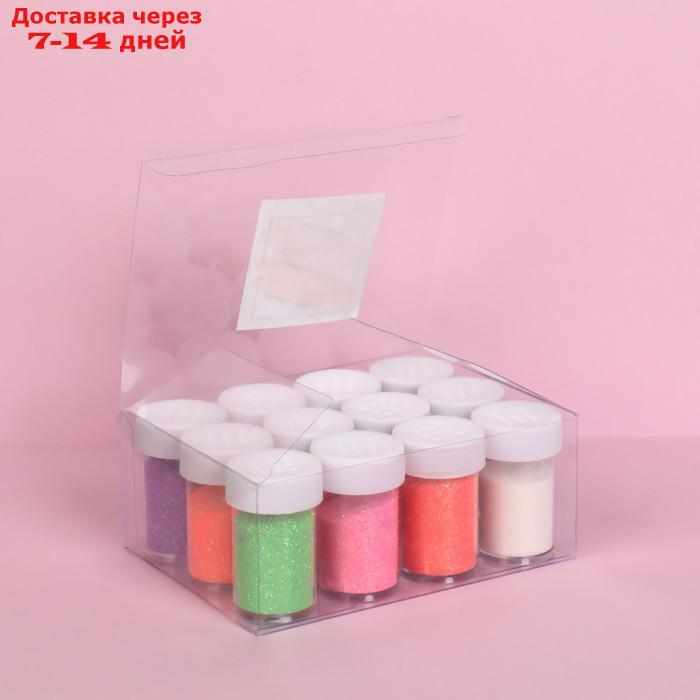 Блёстки для ногтей набор 12 бан мелк разноцвет пласт/кор накл QF - фото 5 - id-p209298566