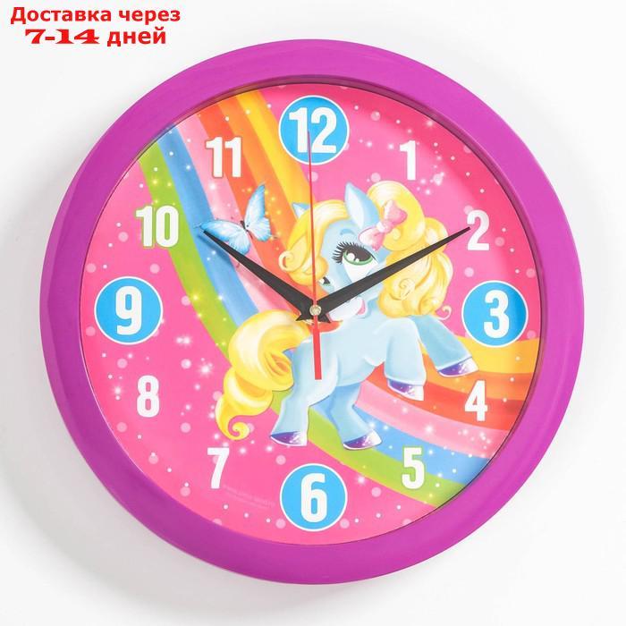 Часы настенные "Пони" обод фиолетовый, 28х28 - фото 1 - id-p209301553